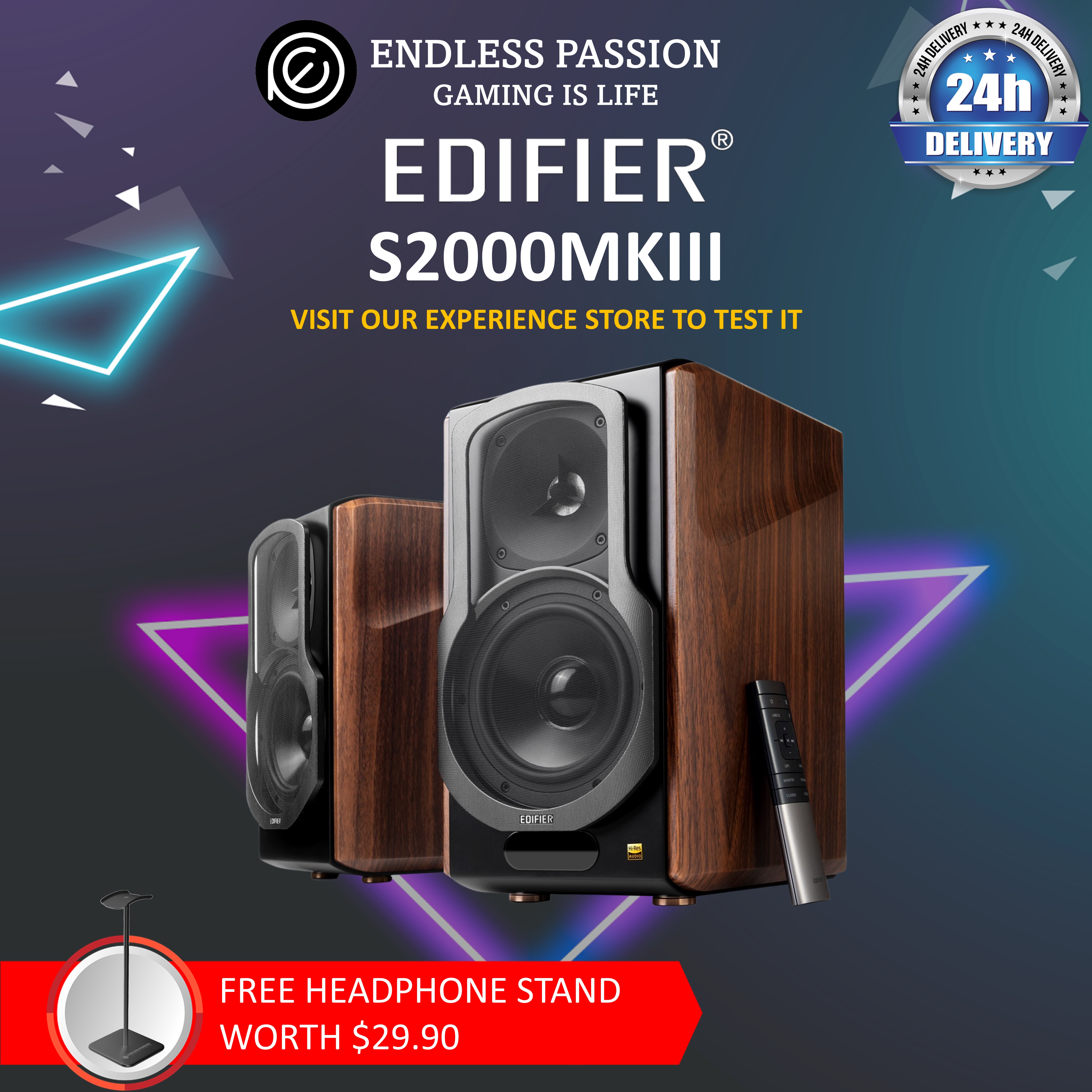 Edifier S2000MKIII Powered Bluetooth Bookshelf 2.0 Speakers - S2000MK3 Near-Field Active Tri-Amped 130w Studio Monitor Speakers for Audiophiles with Wireless, Line-in and Optical Input