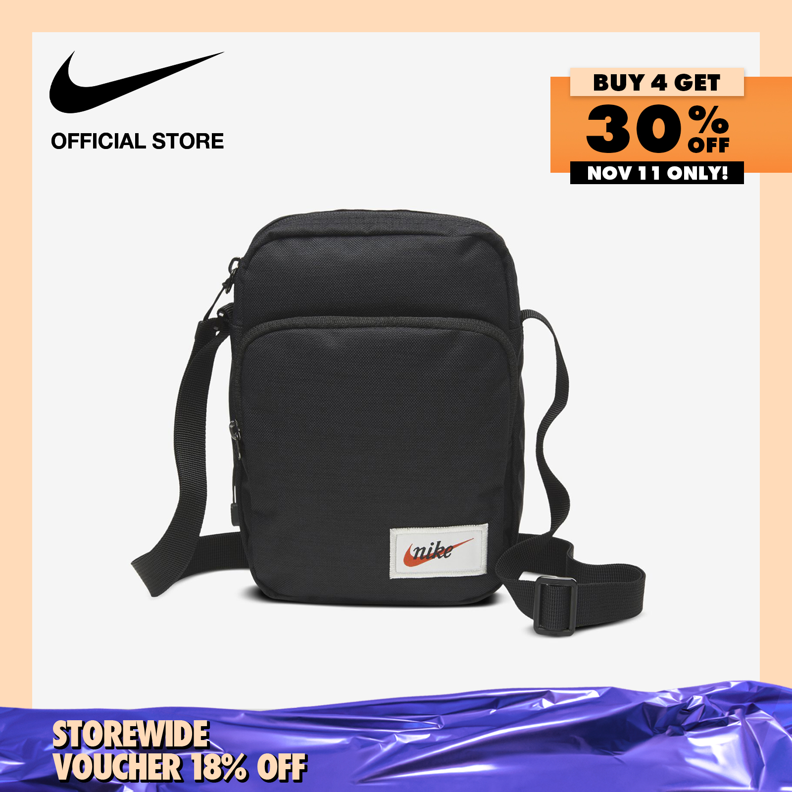 Nike Unisex Heritage Smit Cross Body Bag - Black
