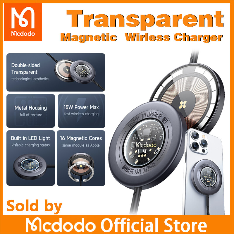 Mcdodo 15W transparent Magnetic Magsafe Charger For apple 14 Wireless Charger Magsafe For Android Charger